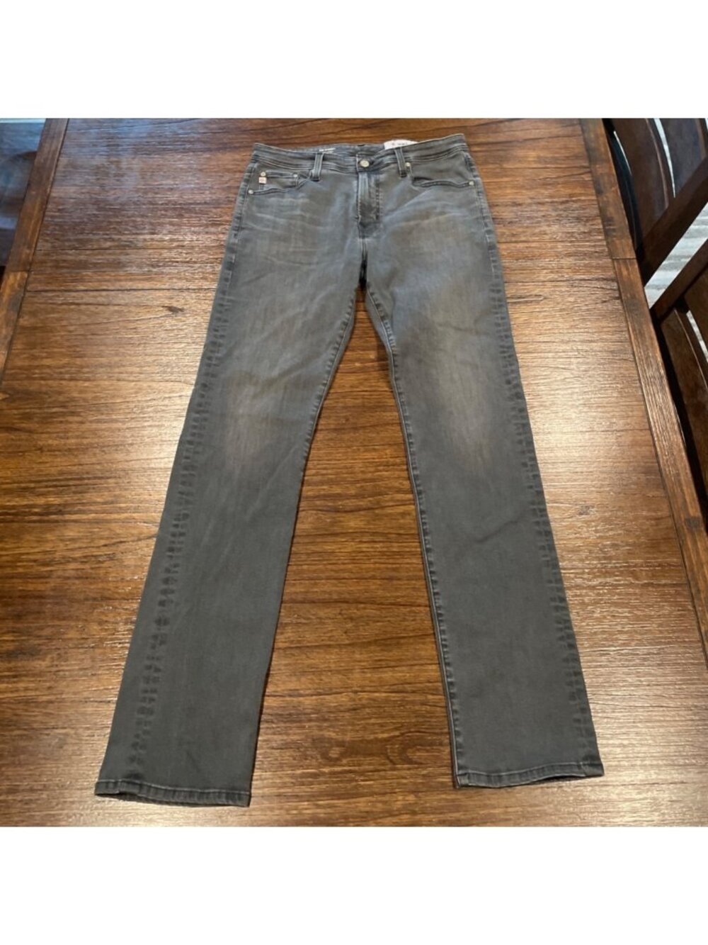 AG Everett Slim Straight Jean Mens 32x33 Gray Faded Distressed TVN AG-ED Denim